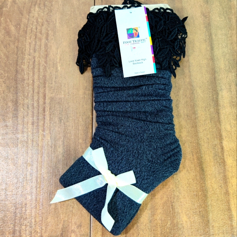Foot traffic knee-high lace top socks